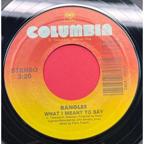 The Bangles Eternal Flame / What I Meant to Say 45 Rock Pop 1989 Columbia - Picture 2 of 4
